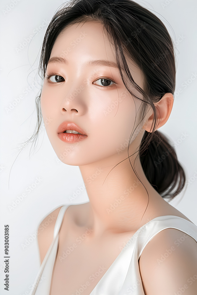 High Resolution Portrait of a Young Woman with Clear Skin and Natural Makeup High Resolution Portrait of a Young Woman with Clear Skin and Natural Makeup