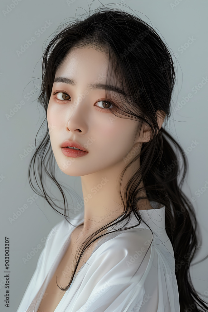 High Resolution Portrait of a Young Woman with Clear Skin and Natural Makeup High Resolution Portrait of a Young Woman with Clear Skin and Natural Makeup
