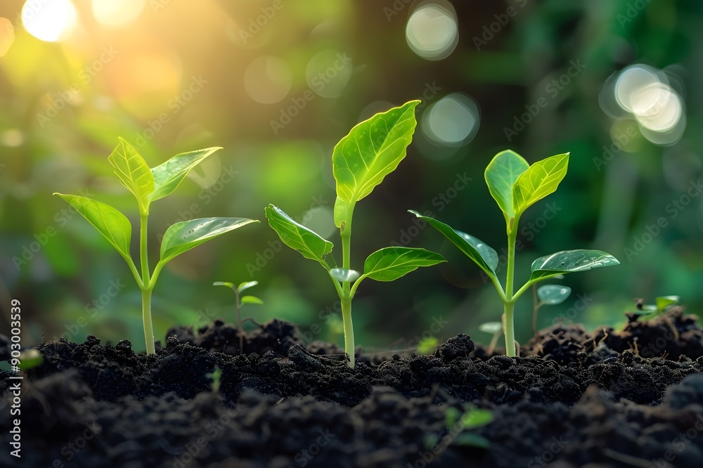 Young Green Shoots Growing in Soil Young Green Shoots Growing in Soil