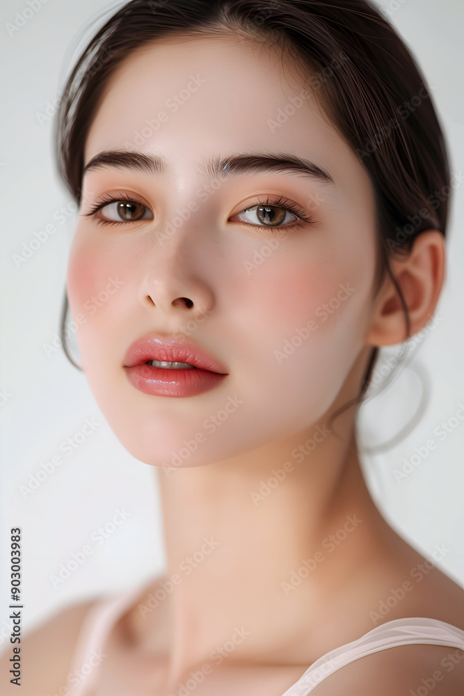 High Resolution Portrait of a Young Woman with Clear Skin and Natural Makeup High Resolution Portrait of a Young Woman with Clear Skin and Natural Makeup