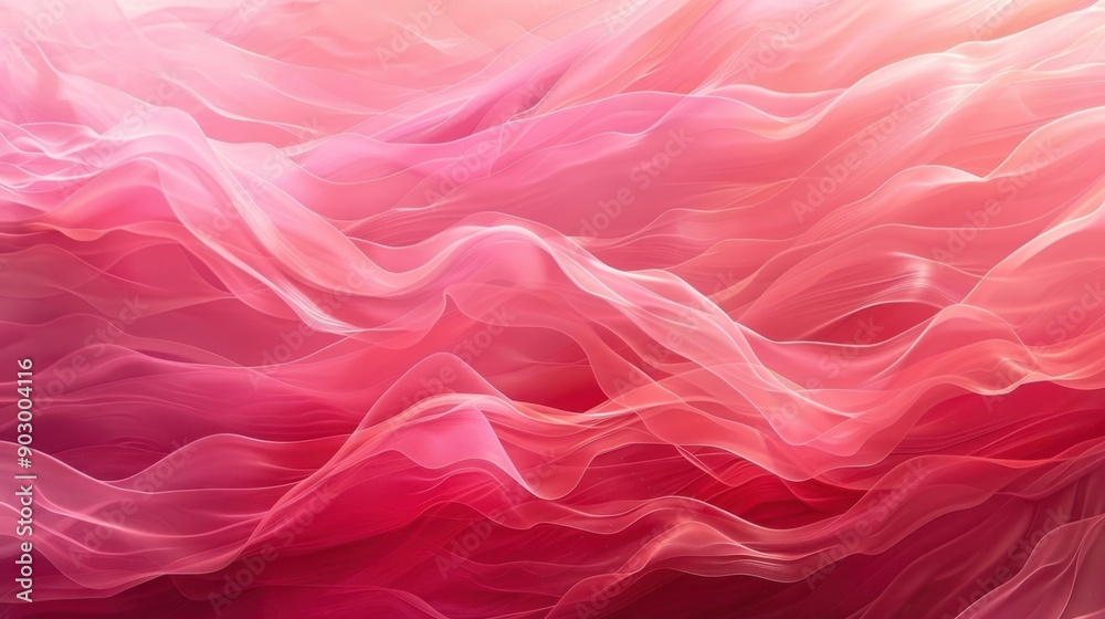 Dynamic waves of pink and red flowing seamlessly across the canvas, evoking a sense of movement and energy, suitable for abstract and modern art themes.