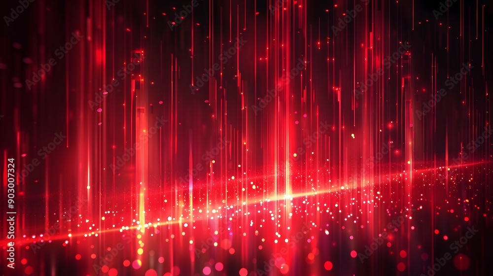 Vibrant Red Light Rays and Particles in a Dark Background Vibrant Red Light Rays and Particles in a Dark Background