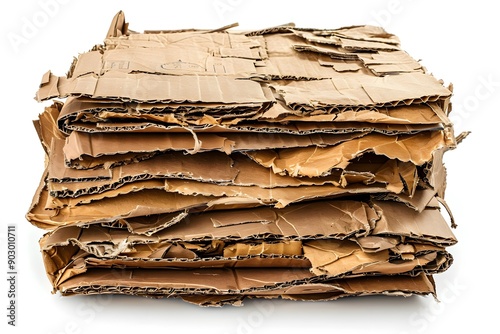 Stacked Layers of Crumpled Cardboard Ready for Recycling