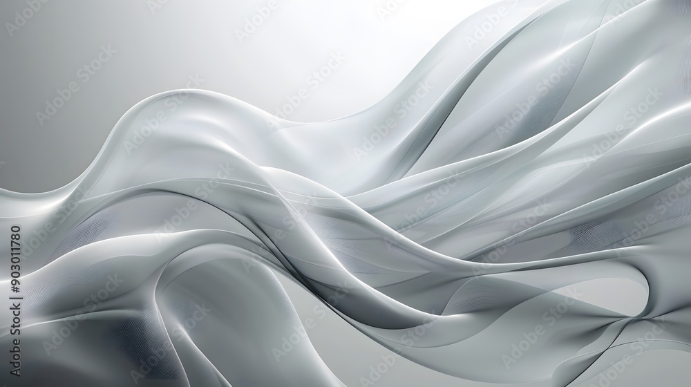Obraz premium Ethereal Waves of Light and Shadow in Soft Gray Tones
