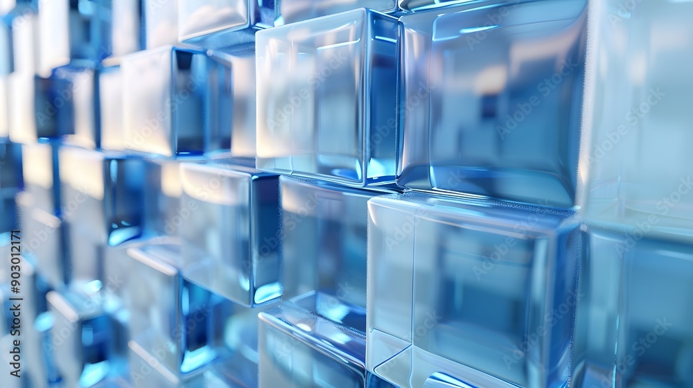 Stunning Close-Up of a Textured Blue Glass Block Wall Stunning Close-Up of a Textured Blue Glass Block Wall
