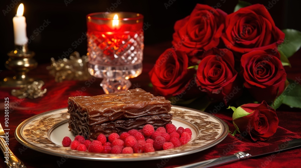 chocolate cake with red rose chocolate cake with red rose