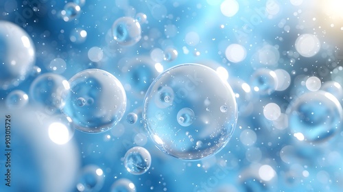 Wallpaper Mural Ethereal Blue Bubbles Floating in a Dreamy Atmosphere Torontodigital.ca