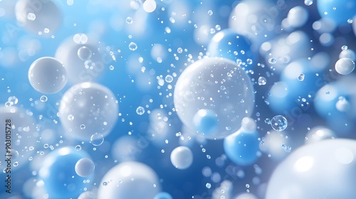 Wallpaper Mural Ethereal Blue Bubbles and Droplets in a Dreamy Atmosphere Torontodigital.ca