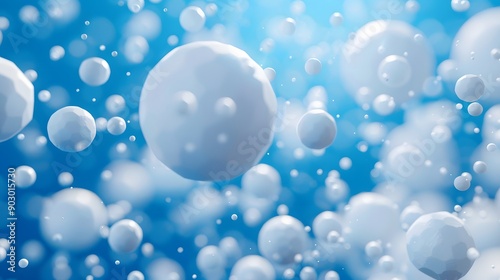 Wallpaper Mural Abstract Representation of Floating Spheres in a Blue Background Torontodigital.ca