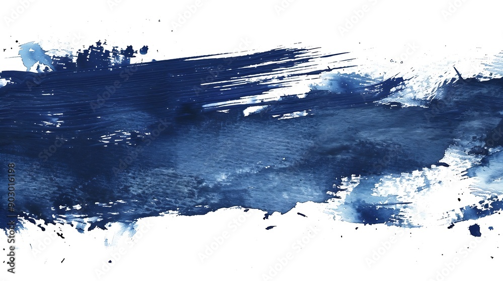 Navy blue watercolor brush strokes Hand painted on watercolor paper texture Navy blue artistic element for templates invitation card design : Generative AI Navy blue watercolor brush strokes Hand painted on watercolor paper texture Navy blue artistic element for templates invitation card design : Generative AI