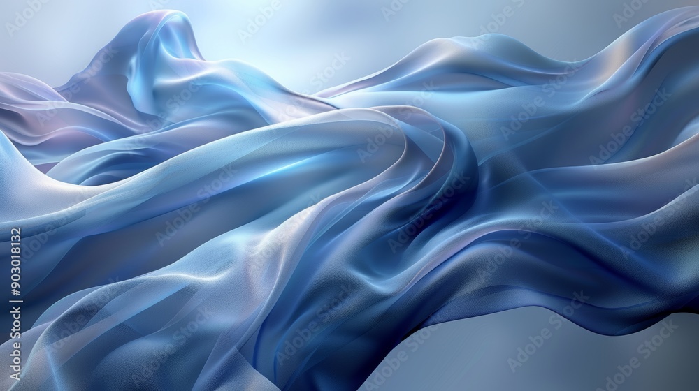 Obraz premium Blue fabric flowing in the wind creating abstract shapes