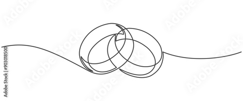 Wedding ring line art style vector illustration	