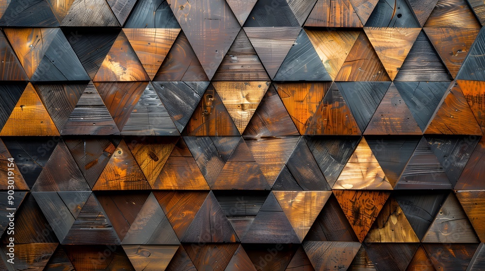 Intricate Wooden Triangle Pattern Showcasing Rich Textures and Colors Intricate Wooden Triangle Pattern Showcasing Rich Textures and Colors