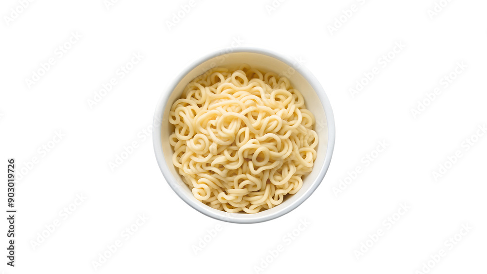 White paper Instant cup noodles on a white background. top view White paper Instant cup noodles on a white background. top view