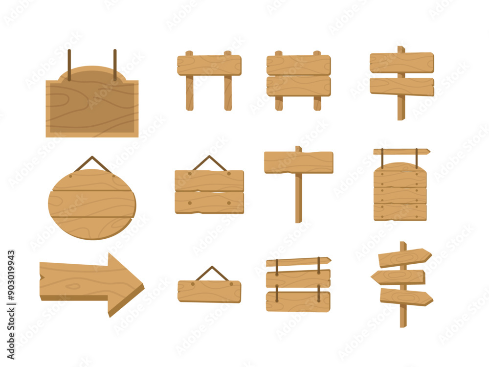 Cartoon Wood Banners Boards Isolated on White. Cartoon Wood Banners Boards Isolated on White.