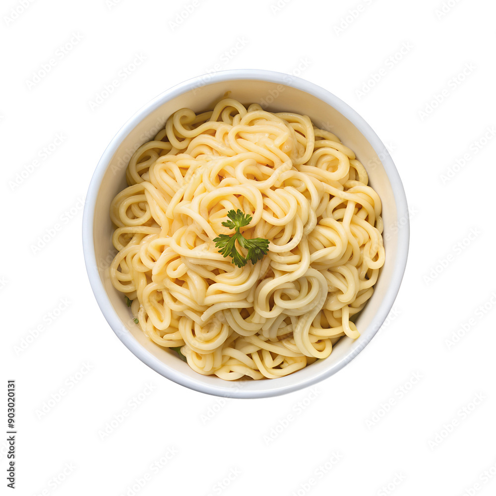 White paper Instant cup noodles on a white background. top view White paper Instant cup noodles on a white background. top view