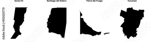 Santa Fe, Santiago del Estero, Tierra del Fuego, Tucuman outline maps