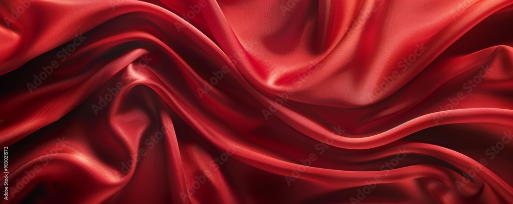 Red silk cloth forming elegant waves background Red silk cloth forming elegant waves background
