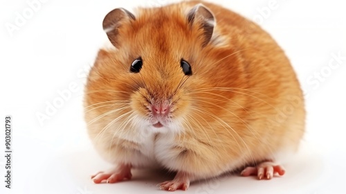 Fat funny hamster isolated on white background : Generative AI