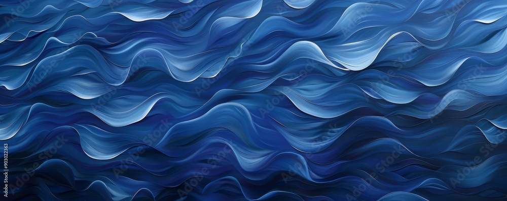 Obraz premium Abstract blue background flowing wavy pattern showing movement