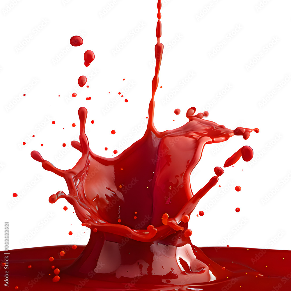red paint splash isolated. Generative AI red paint splash isolated. Generative AI