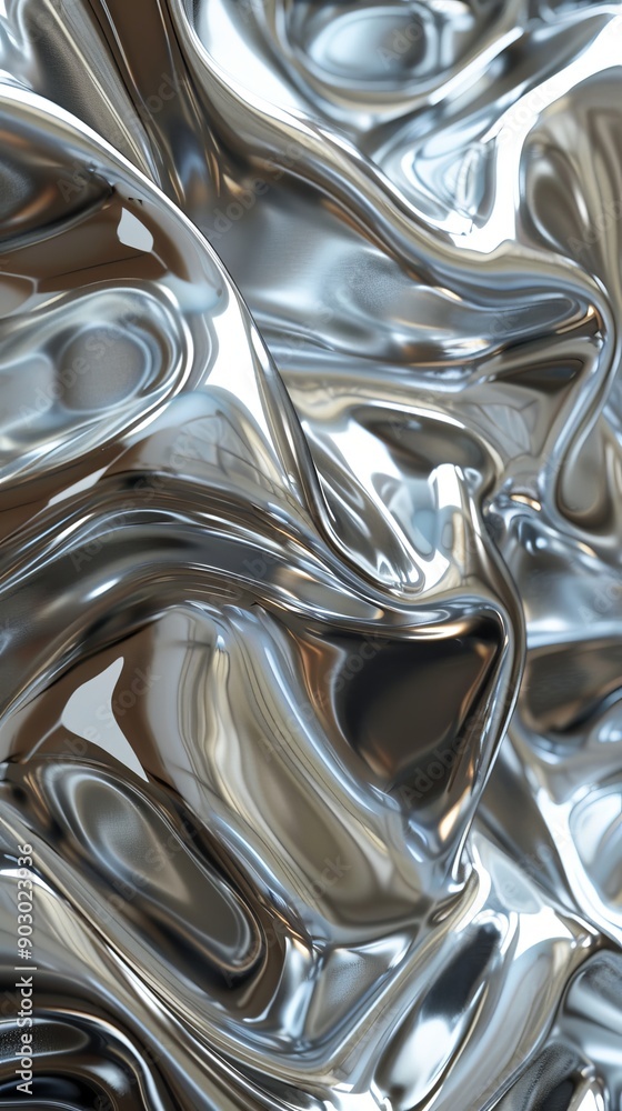 Liquid silver metal texture forming abstract wavy pattern Liquid silver metal texture forming abstract wavy pattern