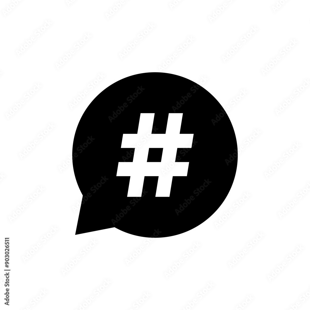Obraz premium Hashtag icon on speech bubble. Social media element