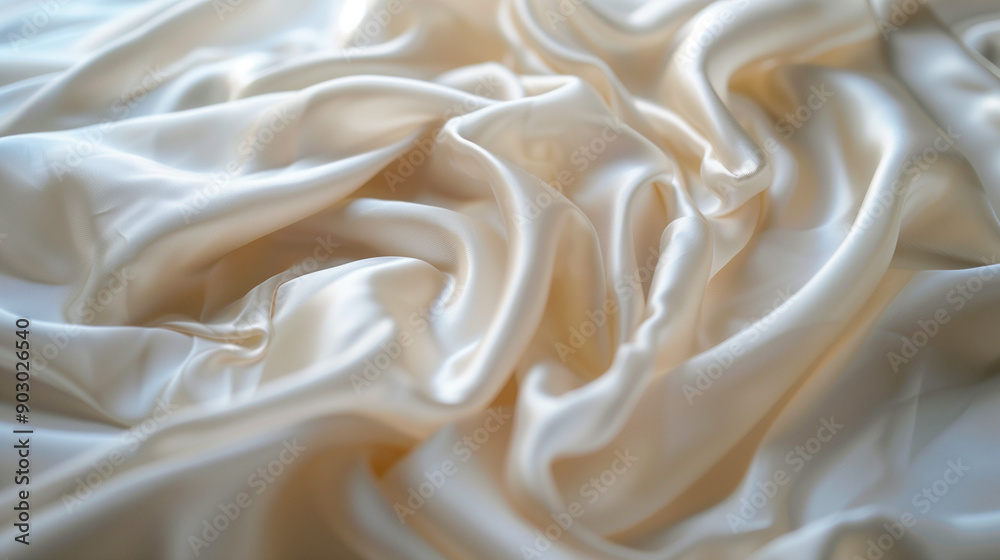Closeup cream silk fabric as background Closeup cream silk fabric as background