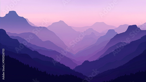 Mountains with a valley background, Repeating silhouettes fading into the distance