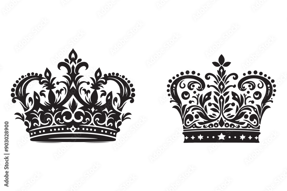 Crowns icon set. Vector crown logo collection. Flat silhouettes isolated on white background - Generative AI Crowns icon set. Vector crown logo collection. Flat silhouettes isolated on white background - Generative AI