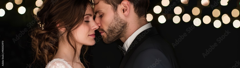 Couple in love exchanging tender glances, soft lighting highlighting facial features, romantic ambiance Couple in love exchanging tender glances, soft lighting highlighting facial features, romantic ambiance