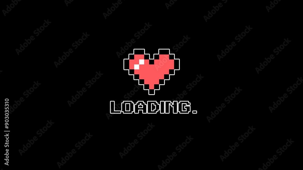 Loading Screen Heart R Retro Heart Pixel loading bar animation,alpha channel and loop ...