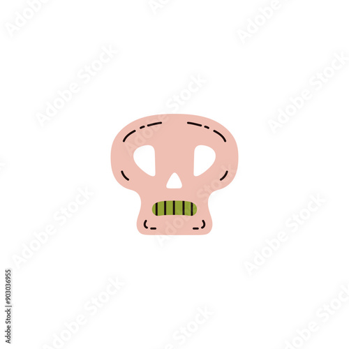 Human skull mask vector cartoon icon, scull braincase bones, Witch sign, Wicca pagan faith symbol, esoteric occult item