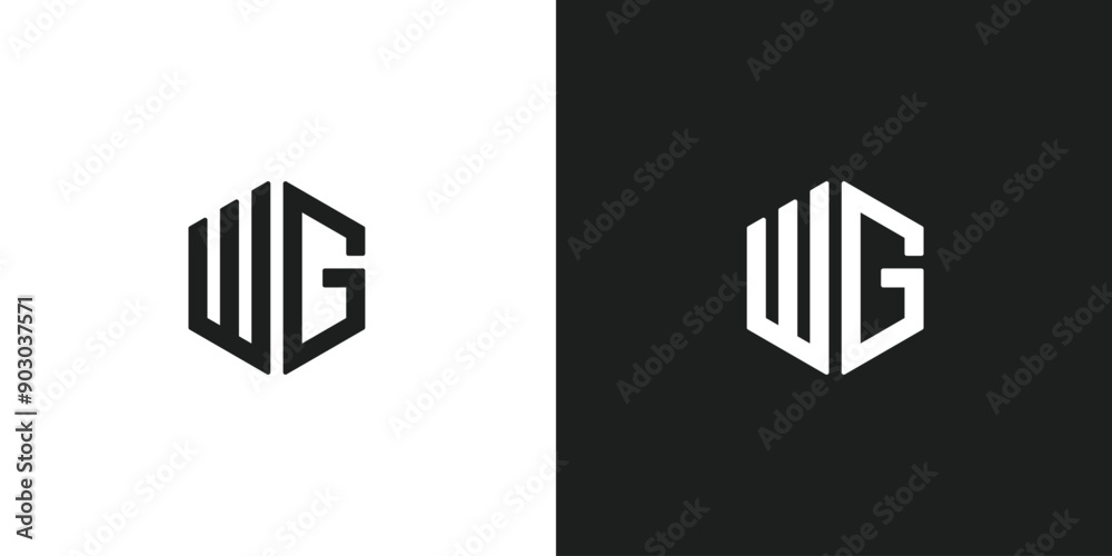 Vector Letter WG Hexagon Logo Design Vector Letter WG Hexagon Logo Design