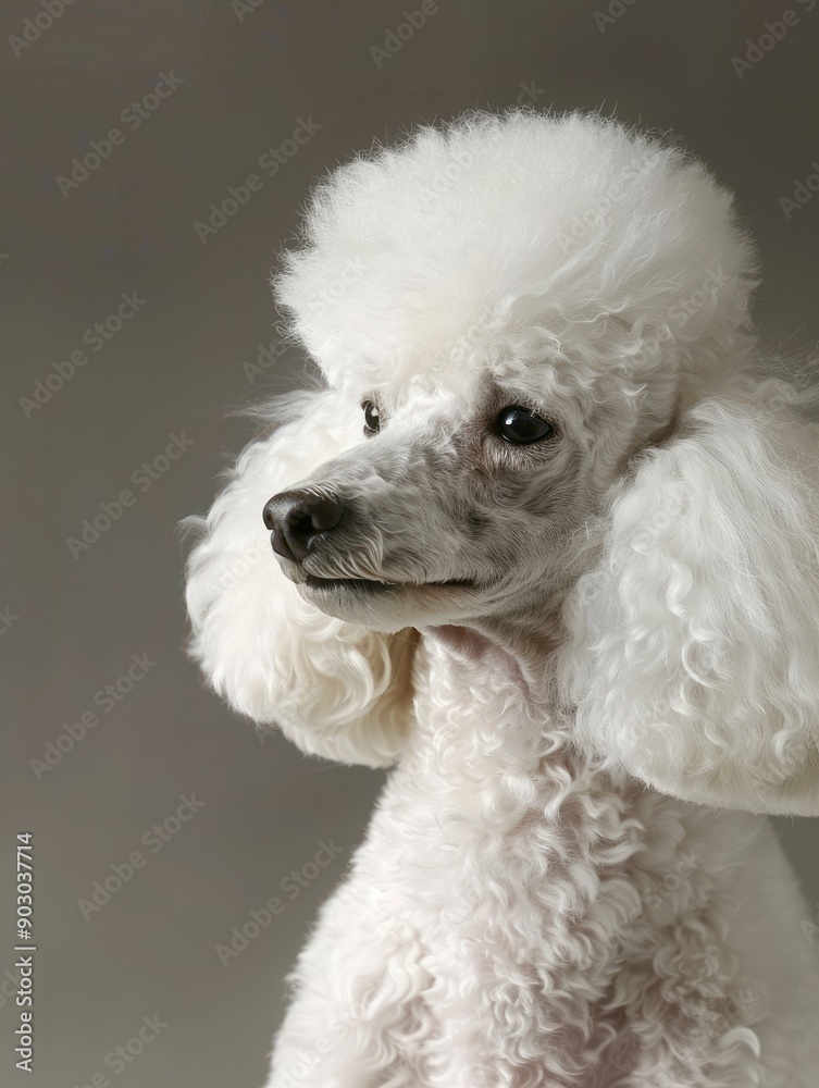 Adorable White Poodle in Studio Setting Adorable White Poodle in Studio Setting