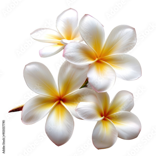 Close-up of White Plumeria Flowers against Black Background Capturing Elegance and Purity