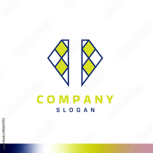 Split Diamond Logo, Unique Geometric Design for Fashion Brands
