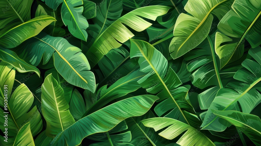 A lush banana leaf background with vibrant green tones and detailed textures, creating a fresh and tropical feel A lush banana leaf background with vibrant green tones and detailed textures, creating a fresh and tropical feel