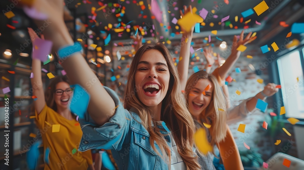 Obraz premium Joyful of Business Success and Achievement in a Modern Office Setting