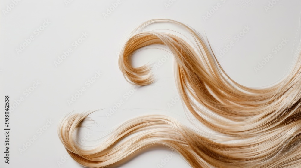 Imitation blonde hair on adhesive strip on plain white backdrop Top notch image Imitation blonde hair on adhesive strip on plain white backdrop Top notch image