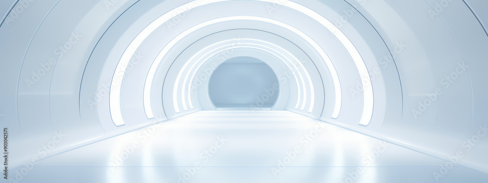 Sleek White Tunnel with Soft Blue Glow, Minimalist and Modern Background, Futuristic Design and Digital Art Sleek White Tunnel with Soft Blue Glow, Minimalist and Modern Background, Futuristic Design and Digital Art