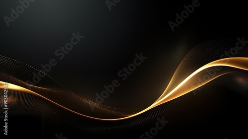 Abstract golden wave on black background.
