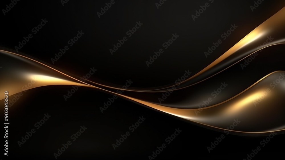 Abstract background with gold and black wavy lines. Abstract background with gold and black wavy lines.