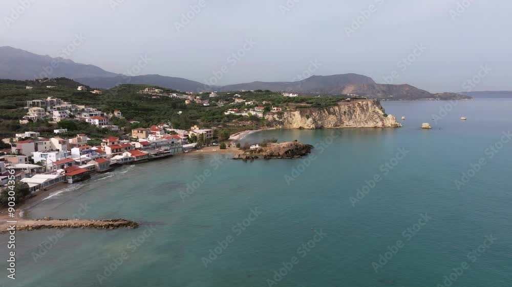 Aerial drone shot.View of famous beach in the summer, Crete, Greece. Famous beach with river and palm trees in Libyan sea. Tropical island, Panoramic view, Most beautiful beaches of Crete island Aerial drone shot.View of famous beach in the summer, Crete, Greece. Famous beach with river and palm trees in Libyan sea. Tropical island, Panoramic view, Most beautiful beaches of Crete island