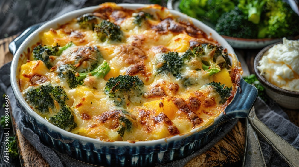 Casserole Broccoli: Cheesy Gratin with Green Vegetables and Nutritious Potatoes Casserole Broccoli: Cheesy Gratin with Green Vegetables and Nutritious Potatoes