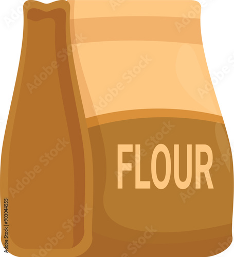 Paper bag full of flour for baking and cooking