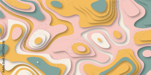 Paper cut topography relief imitation colorful 3d multi layers vector. 3D abstract background with paper cut shapes.
