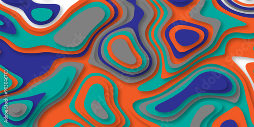 Paper cut topography relief imitation colorful 3d multi layers vector. illustration easy to edit and customize.