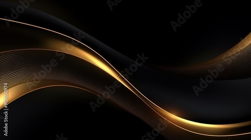 Abstract black and gold wavy background with textured details.