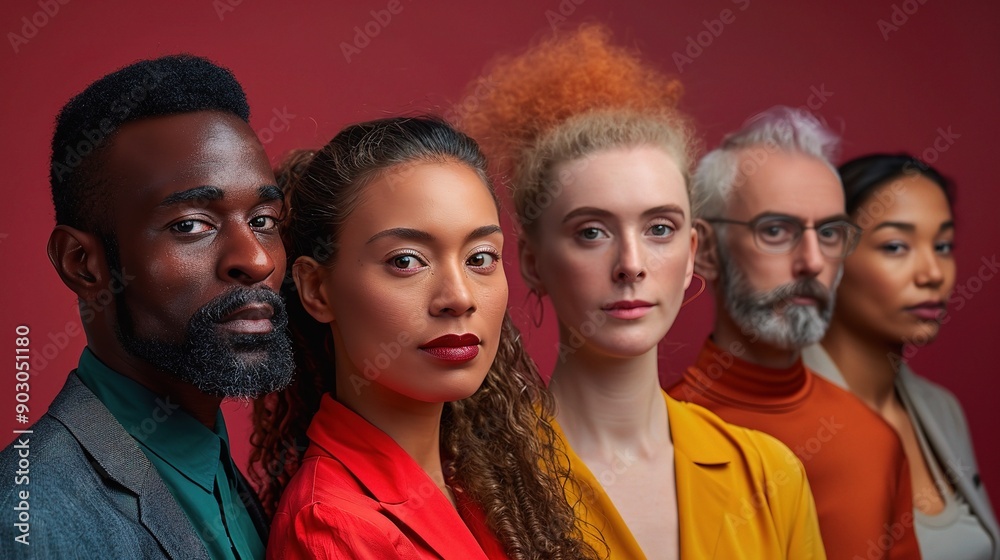 portrait of people, each standing out with different colors and styles, the professional lighting highlighting their features against a clean background portrait of people, each standing out with different colors and styles, the professional lighting highlighting their features against a clean background